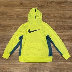 Nike youth large neon yellow and blue therma-fit sweatshirt. Never worn. NWOT